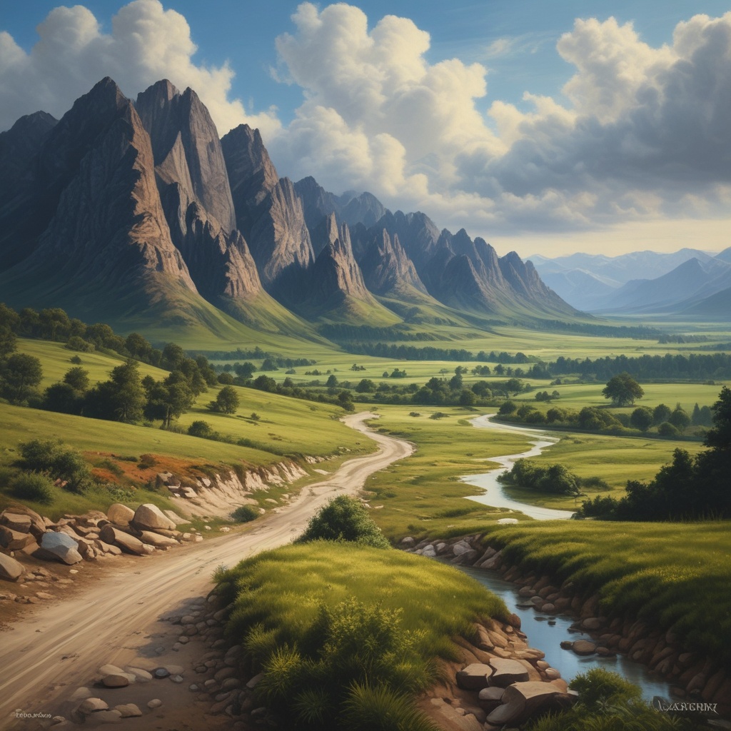 Realistic painting of a landscape